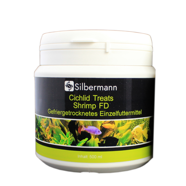 Cichlid Treats Shrimp